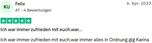 Trustpilot review by Felix: 5 out of 5 stars